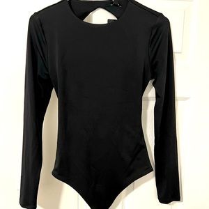 Women's Bodycon Long Sleeve Back Cutout Thong Bodysuit
